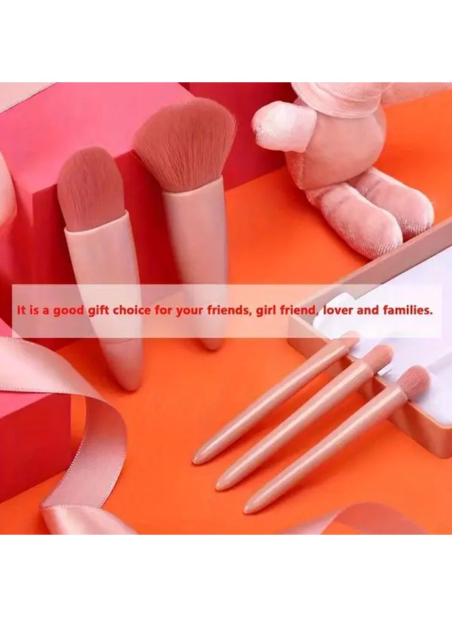 5Pcs Portable Makeup Brushes Set With Mirror Bean Paste Color Travel Cosmetic Kit - Image 4